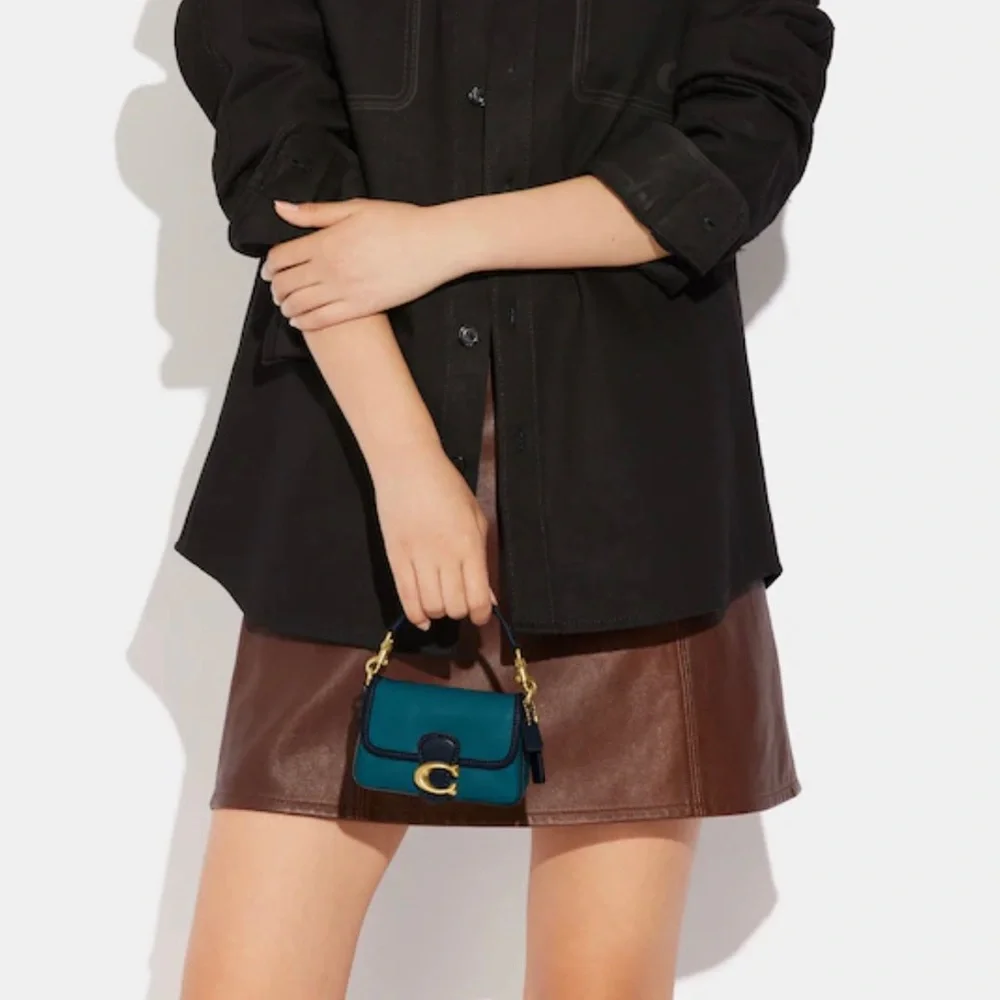 Coach Tabby 13 In Colorblock mini C Metal Purse Leather crossbody bag NWT Blue - Picture 4 of 10